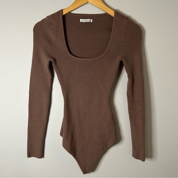 Abercrombie & Fitch Tops - Abercrombie & Fitch Chocolate Brown Ribbed Long Sleeve Bodysuit